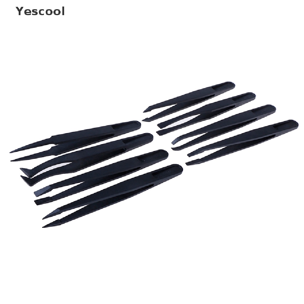 Yescool 8pcs / Set Pinset + Gunting + Pinset Anti Statis Bahan Plastik