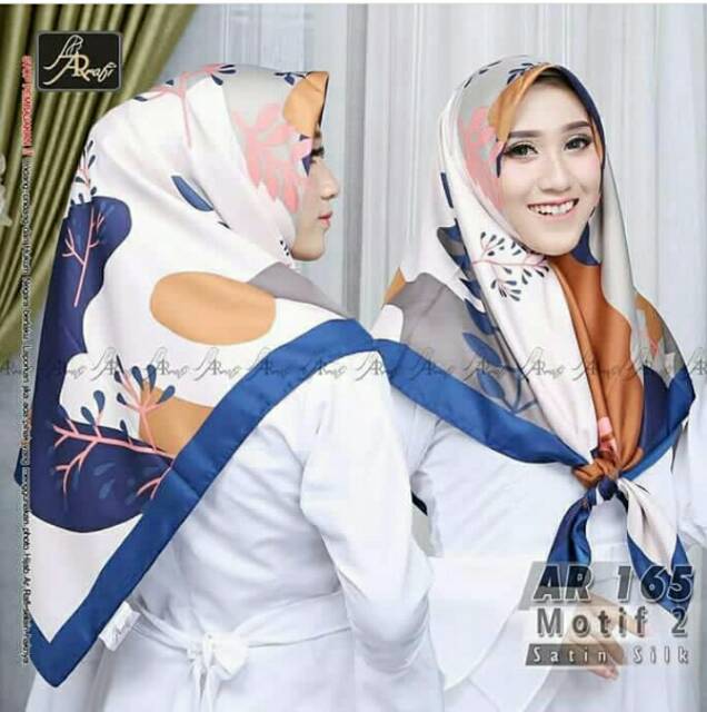 Hijab Arrafi AR 165 Motif 2 Jilbab Segiempat Segi Empat Persegi Square Ar Rafi