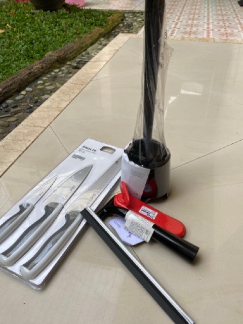 [912] Set Pisau Dapur 3 In 1 Stainless Steel - Pisau Roti, Pisau Koki, Pisau Iris