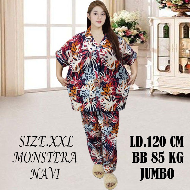 ISANNY PIYAMA SET SIZE XXL MONSTERA/BUNGA SAKURA/BUNGA PEONY READY