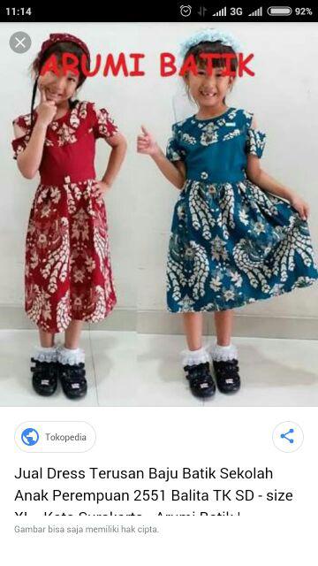 Dress Anak 268 Batik Terusan Anak Perempuan Motif Burung