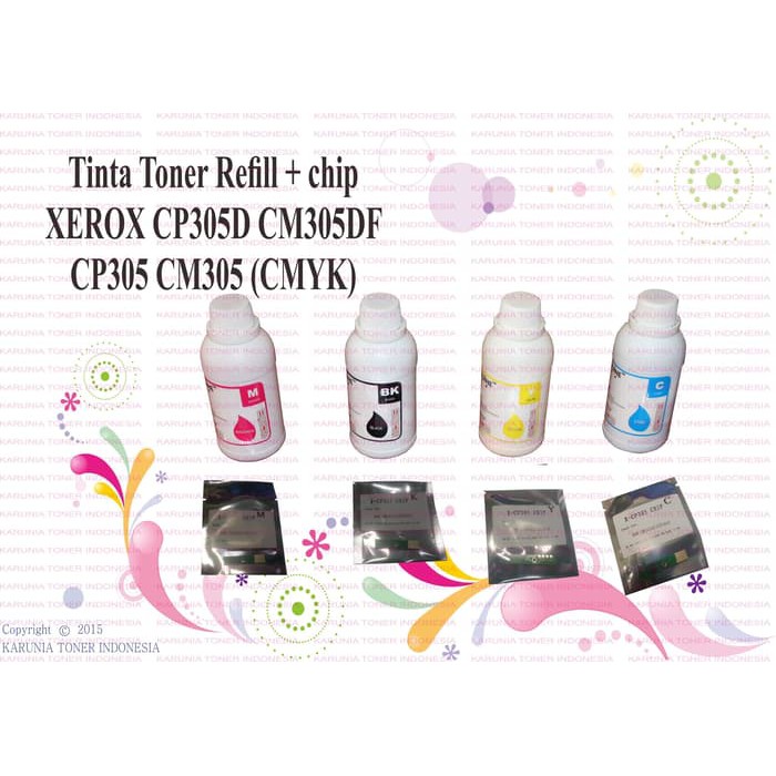 

Tinta Toner Refill + CHIP XEROX CP305D CM305DF CP305 CM305 CMYK