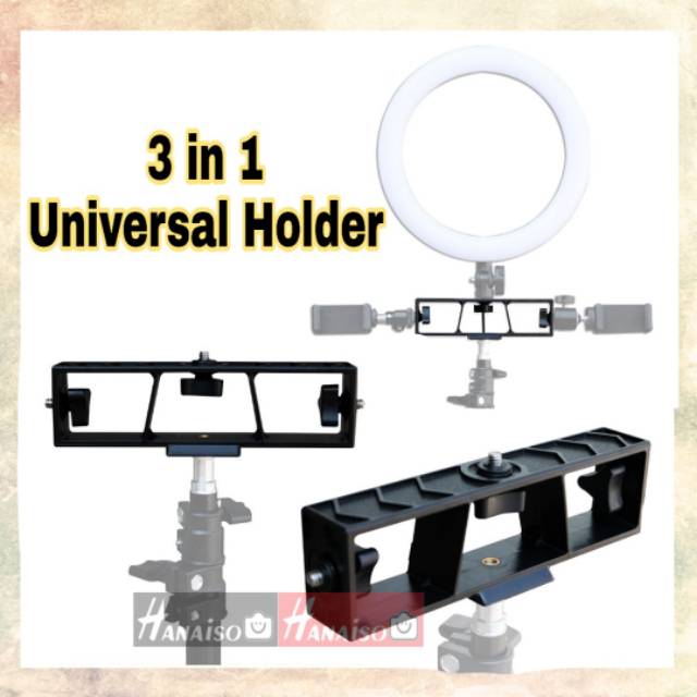 Medan 3 in 1 Universal Holder Extension 1/4 screw untuk DSLR Tripod Ring Light Ringlight