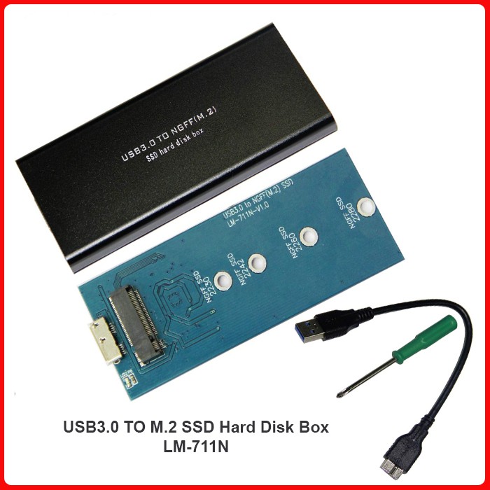 USB3.0 TO M2 SSD Hard Disk Box LM-711N - Casing M2 SATA
