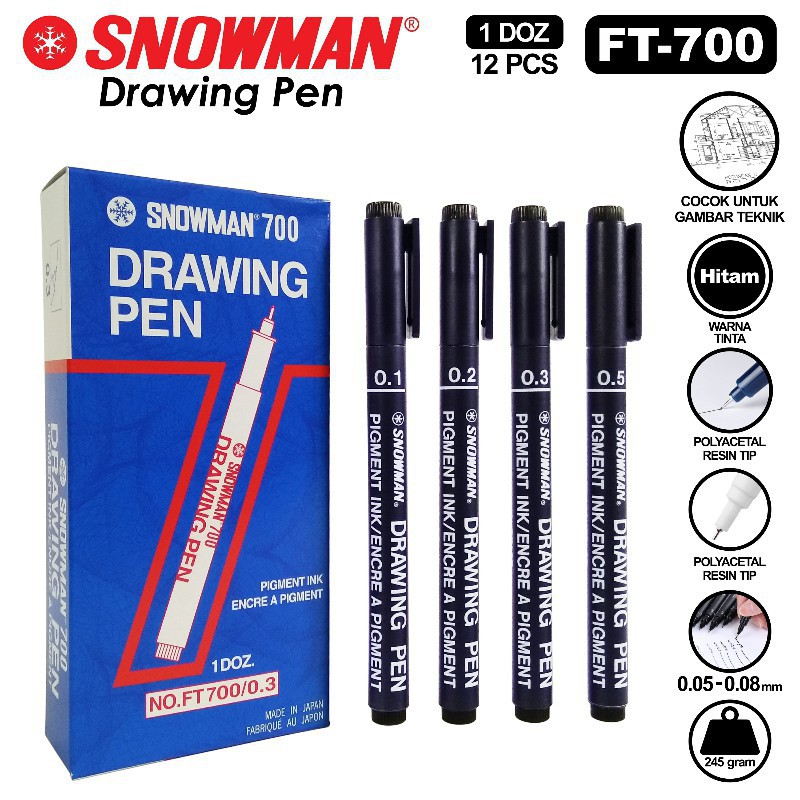 

Spidol Permanen Drawing Pen Snowman FT 700