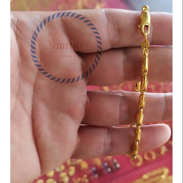 Gelang bambu padi variasi emas kadar 375