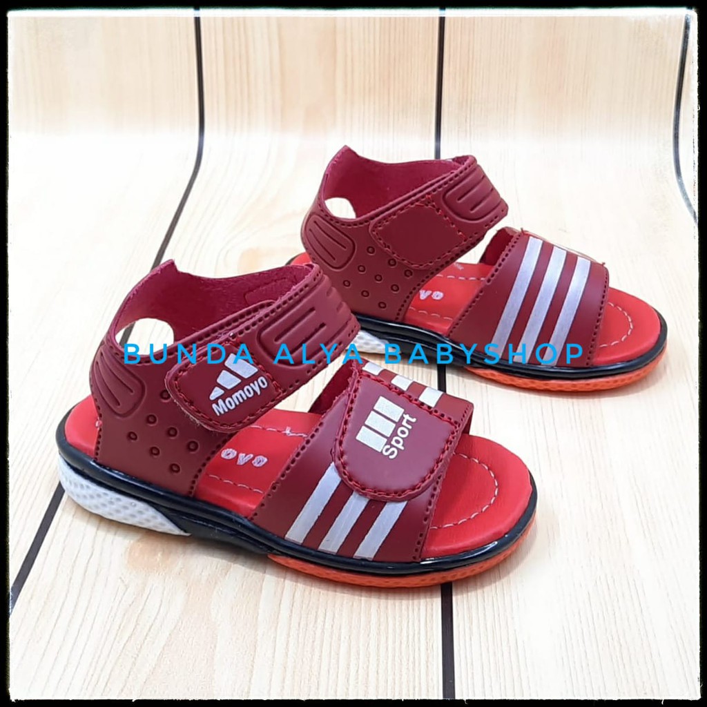 Sendal Anak Laki Laki Usia 6 - 12 Bulan Karet MERAH - Sepatu Sandal Gunung Anak Cowok Balita Anti Licin Size 22 - 24 Alas Karet