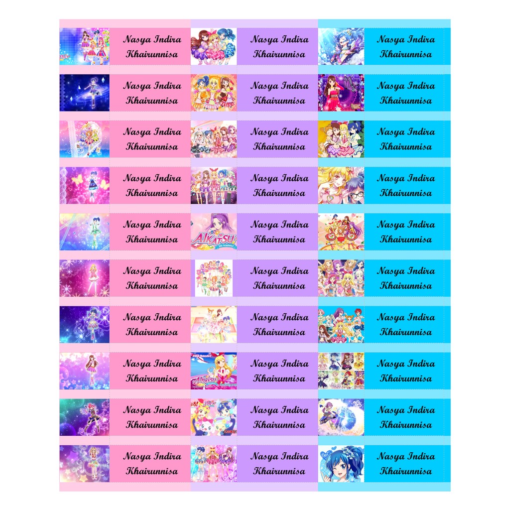 

Aikatsu - Sticker Label Nama Karakter