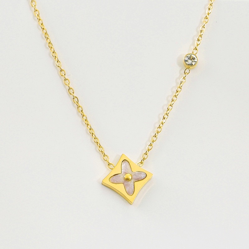 kalung titanium asli stainless steel terbaru termurah tercantik motif shuriken kotak diamonde new