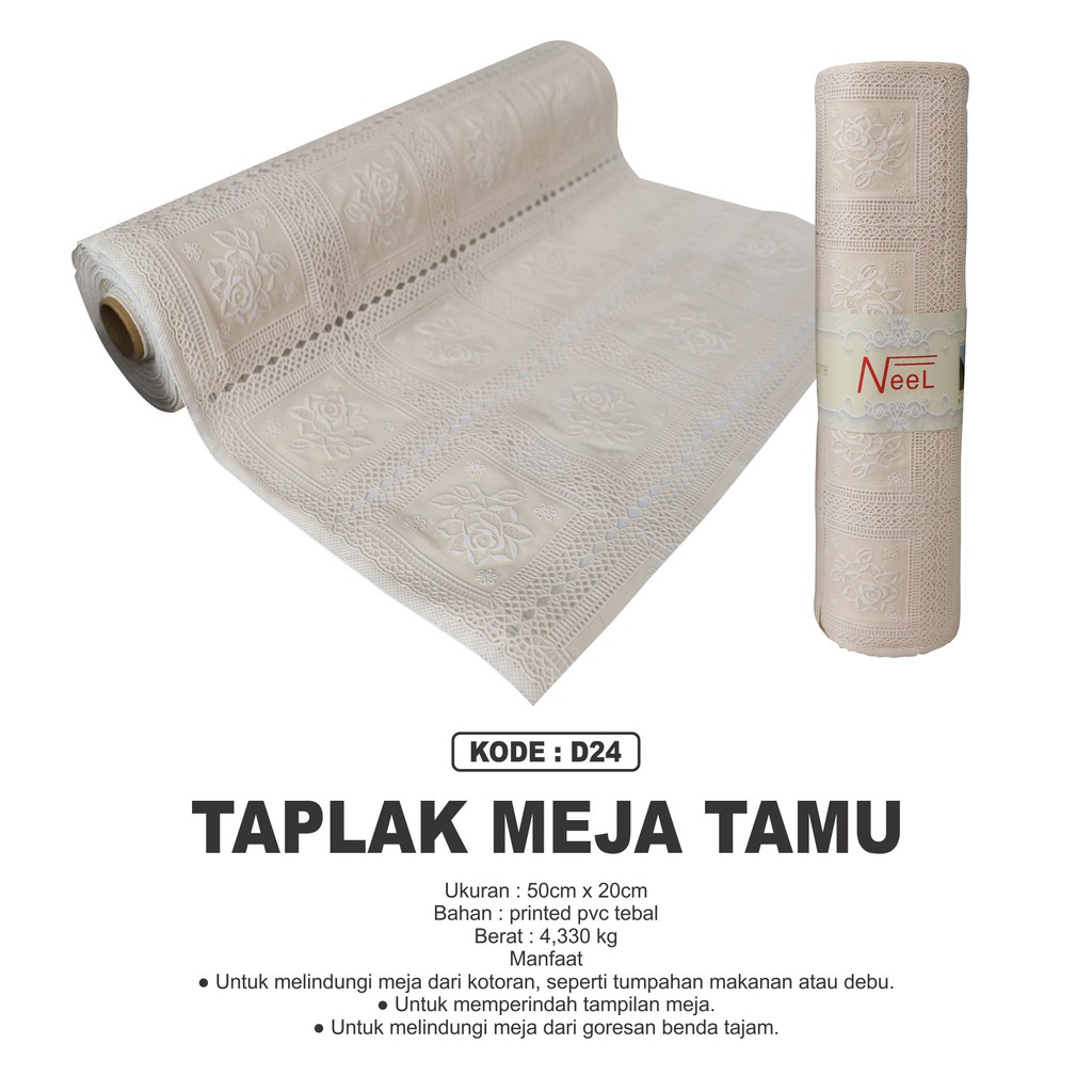 Taplak Meja Meteran Anti Air Motif Bunga Tebal PVC Premium Dekorasi Rumah Ruang Tamu Makan Import - D24 - LuckyStar