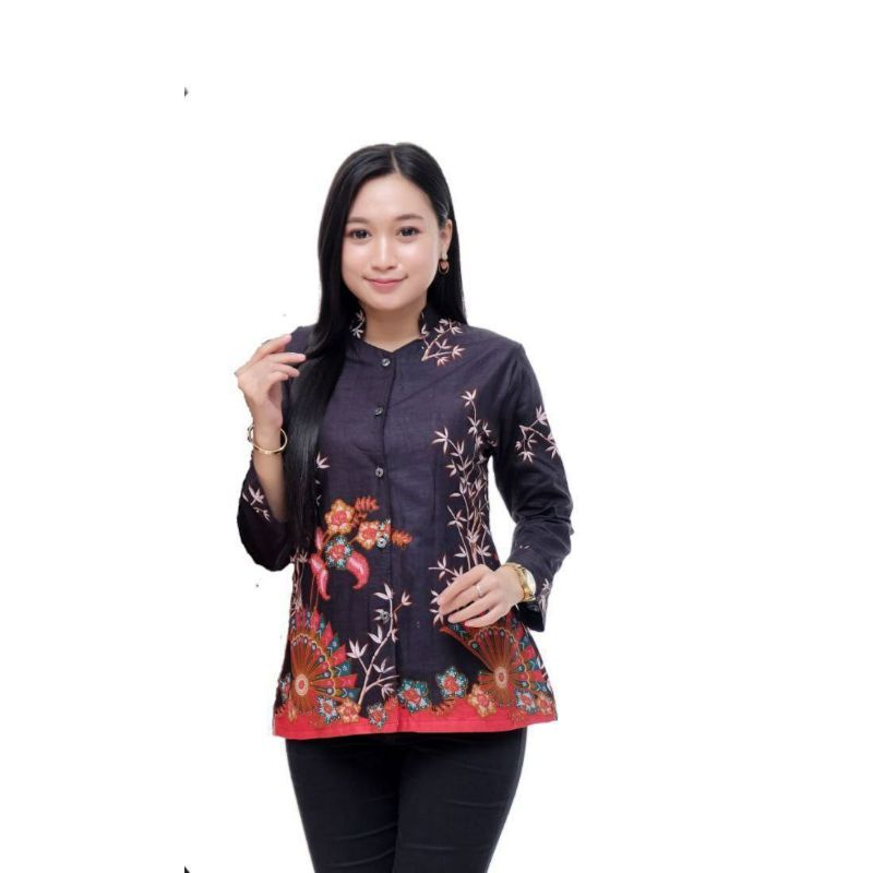 [ TERBARU ] ATASAN BATIK WANITA KERJA KANTOR ORI SHABIRAH BATIKSOLO BLOUSE BLUSEBATIK BATIKMODERN-Kancing 2