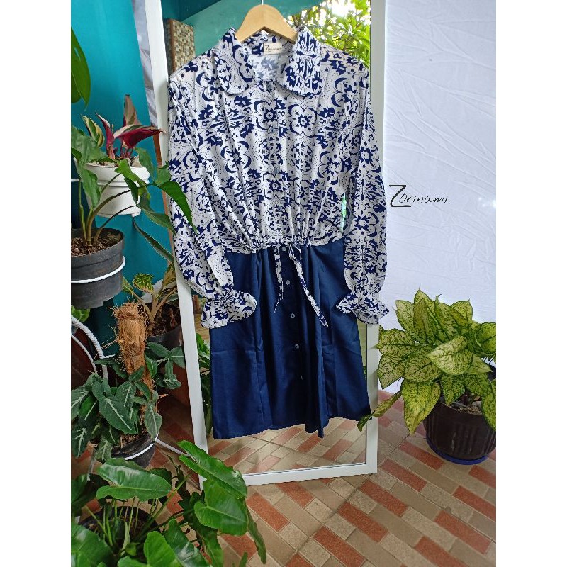 bayleaf.id/Venya Tunik in Navy/baju wanita/tunik bigsize/tunik jumbo/batik wanita/terbaru/bigsize