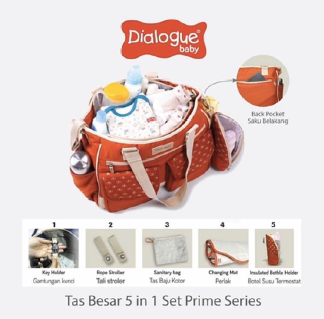 Dialogue Tas Besar 5 in 1 Set PRIME SERIES - Tas perlengkapan bayi DGT 7409