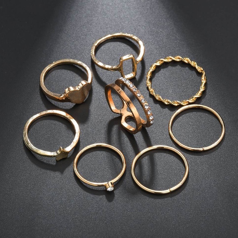 8Pcs/Set Women  Rings  Golden  Irregular Geometry  Ring