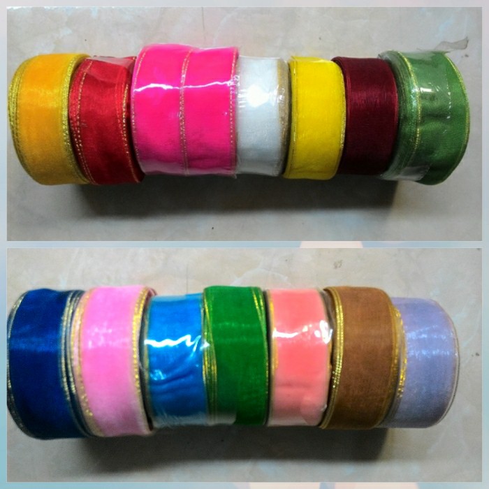 

Pita Organdi List Emas size 1,5 inch atau 2,5 cm Roll