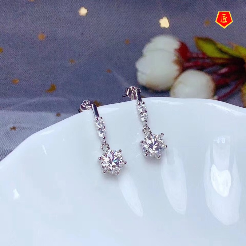 [Ready Stock]Luxury 1 Karat Moissanite Earrings Pt950 Platinum