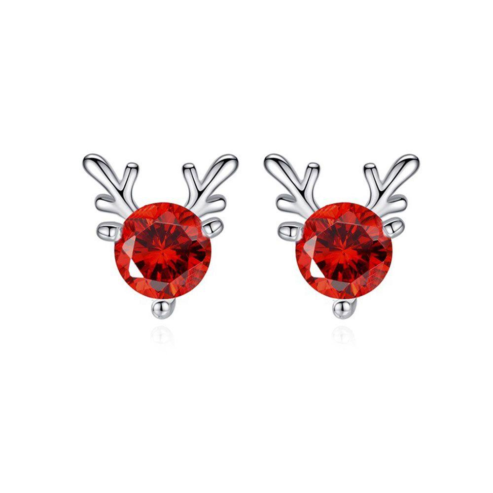 R-bunga 1pasang Tanduk Ear Studs Perhiasan Hadiah Natal Untuk Wanita Gadis Yilu Has You