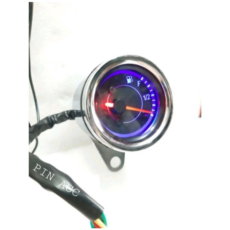 Speedometer Fuel Meter Bensin Jarum Led / Ampere Bensin Analog Led Anti Air warna cp crom/hitam