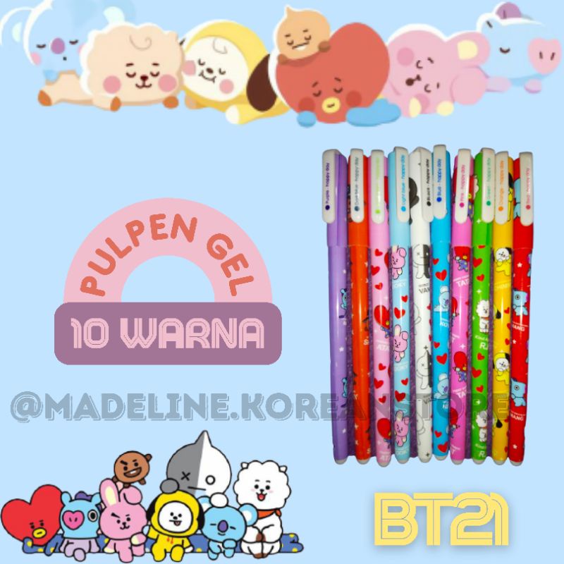 

TERMURAH PULPEN GEL BT21 BTS 10 WARNA / PEN GEL 10 WARNA BT21 / PULPEN GEL BT21 / PULPEN GEL BTS / PULPEN BTS / PULPEN GEL 10 WARNA / PEN GEL WARNA