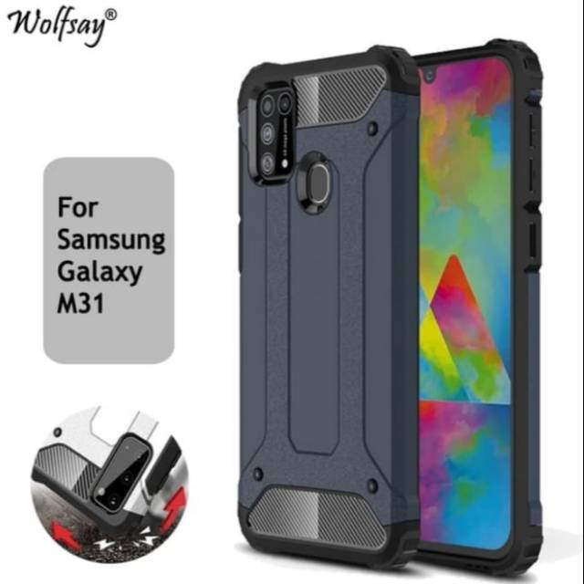 Samsung M31 Case Spigen Armor Hardcase Navy Blue Asli Samsung M31