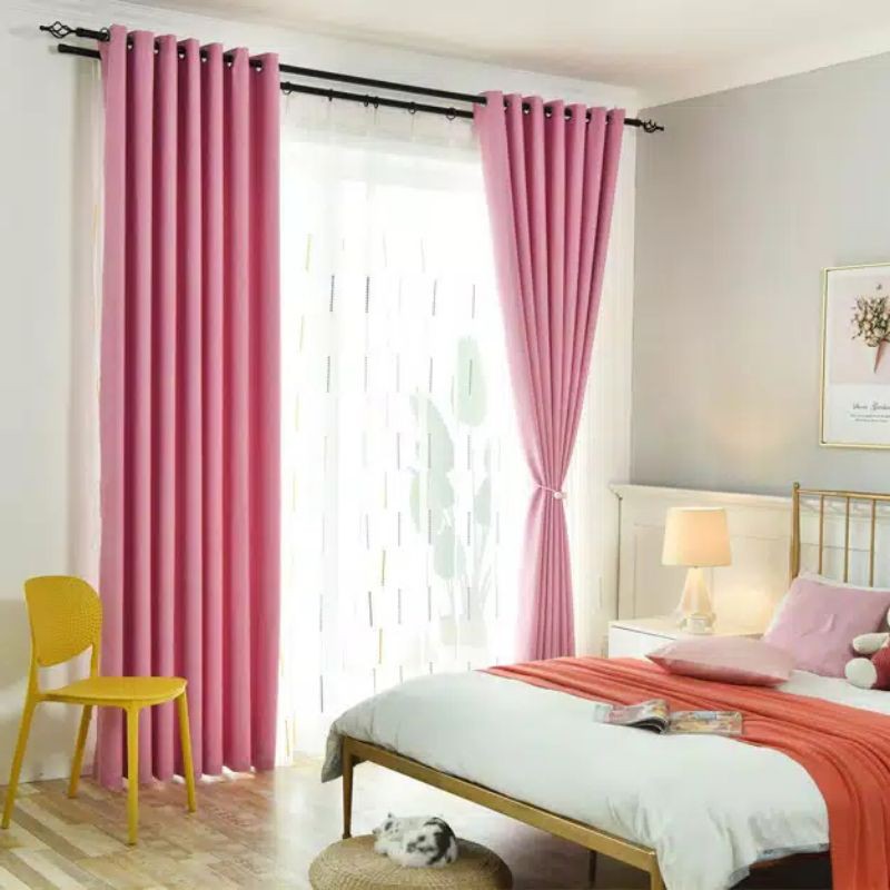 gorden blackout polos pink serat safron gordyn tirai gorden jendela pintu