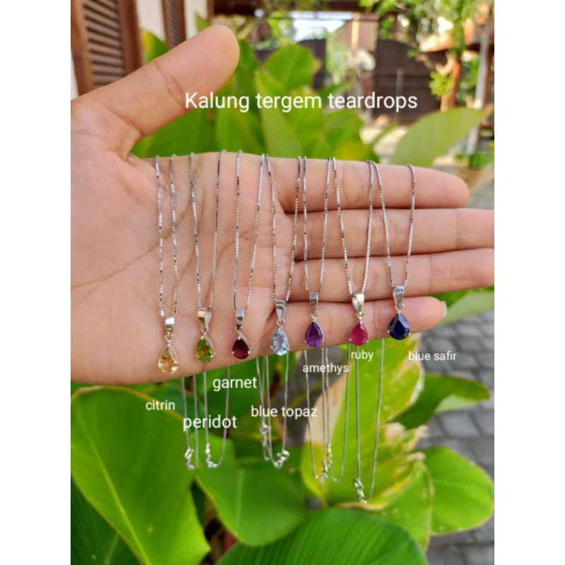Kalung Perak Permata Teardrops