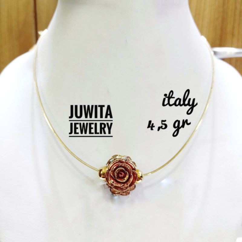 KALUNG EMAS COKER CHOKER ITALI ASLI ELEGANT - 75% GOLD