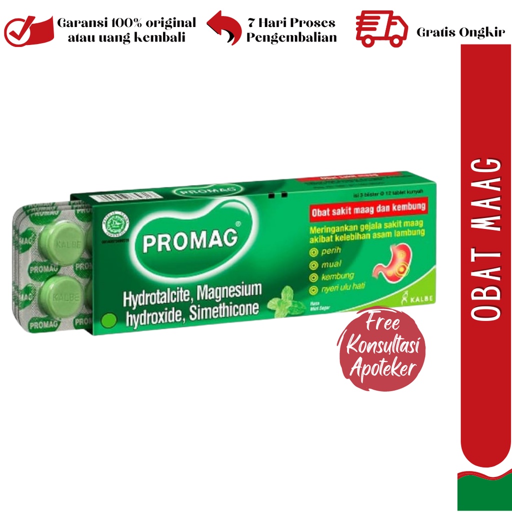 Jual Promag Tablet 1 Blister Isi 10 Tablet Obat Sakit Maag Dan Kembung ...