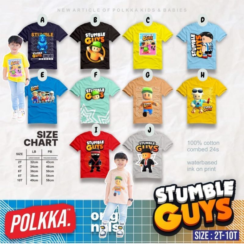 KAOS STUMBLE GUYS BY POLKKA SIZE KIDS 2-10 T nablfashion