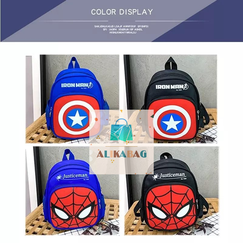 ALIKA BAG - Tas Ransel Anak Laki -Laki Karakter Super Hero Terbaru Kekinian Untuk TK/SD