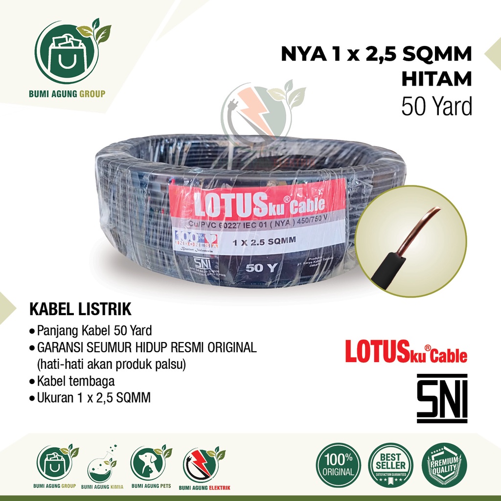 Kabel NYA 2.5mm 2,5mm LOTUSKU MYVO 50 Yard 1x2.5 1x2,5 2.5 2,5 50Y bkn 50m LOTUS