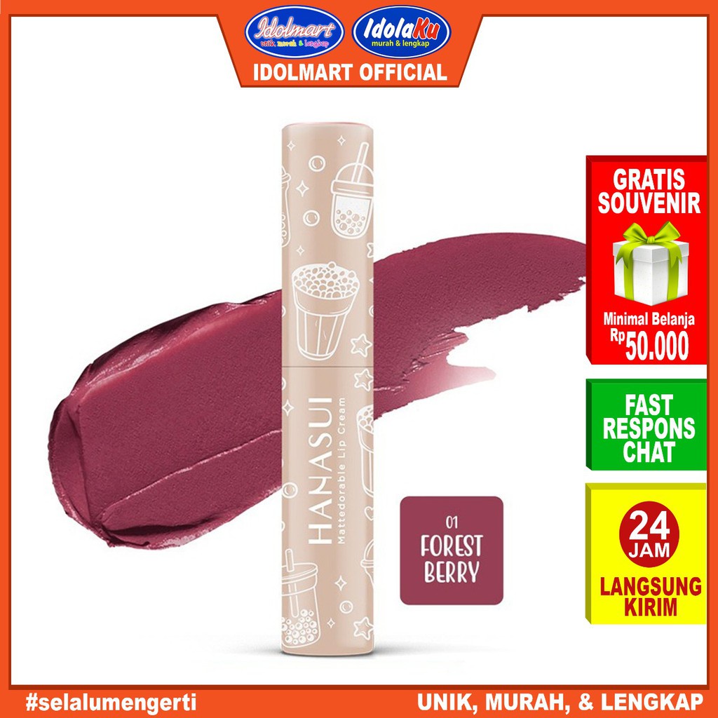 IDOLMART Hanasui Mattedorable Lip Cream Boba Edition Lipcream Boba Hanasui Surabaya