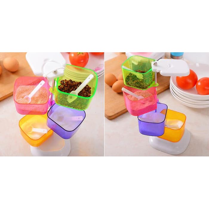 

Rak Tempat Bumbu 4 in 1 Pelangi Transparan 4 Susun Bisa Diputar