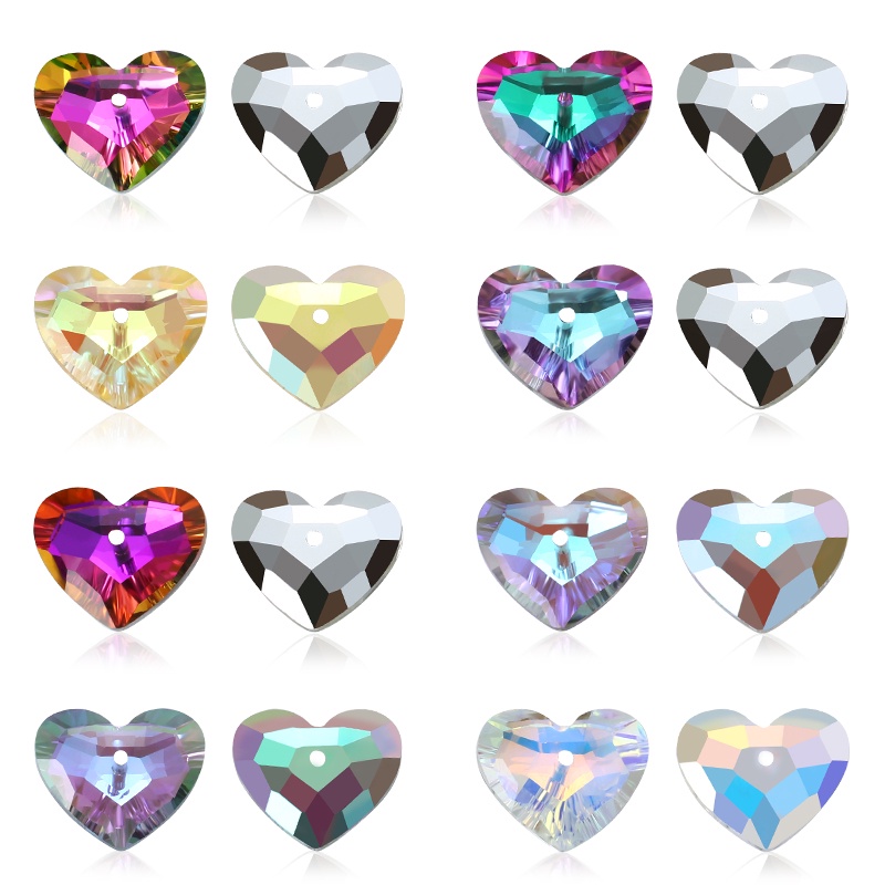 Love Heart Pendant Rhinestone Charms Manik -manik untuk Anting Kalung Gelang DIY 18mm Austria 6264