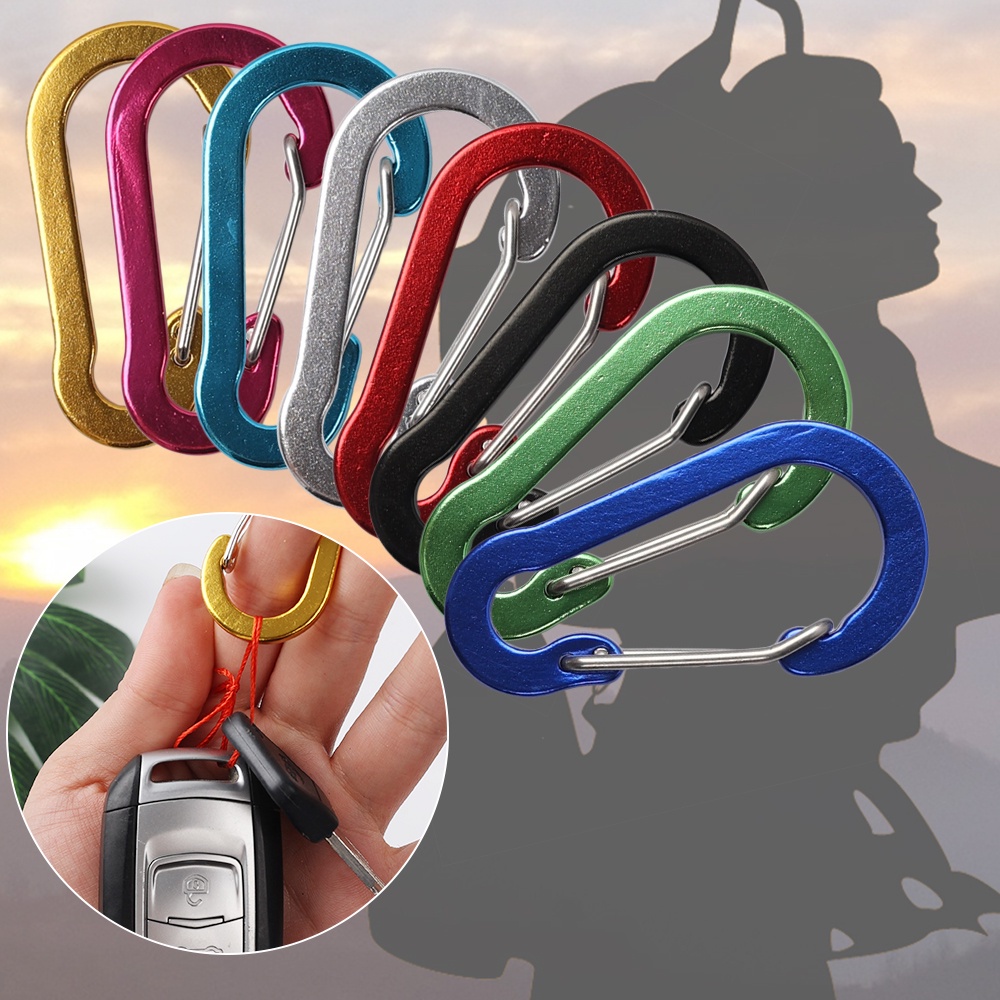 1pc Carabiner Bentuk D Bahan Aluminum Lapis Nikel Untuk Climbing / Camping / Hiking / Outdoor