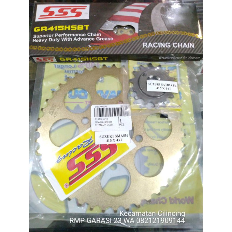 Gear sss (titanium gold) Rantai sss HSBT Satria fu old/Barong