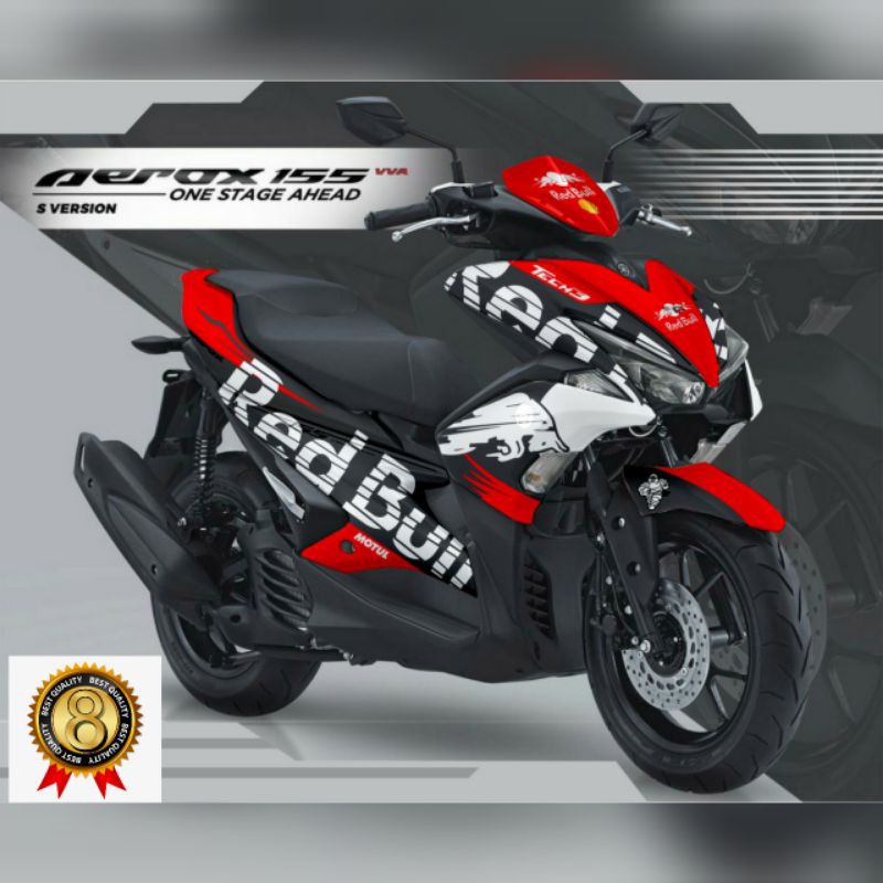 Decal Sticker Aerox full body Redbull variasi merah hitam