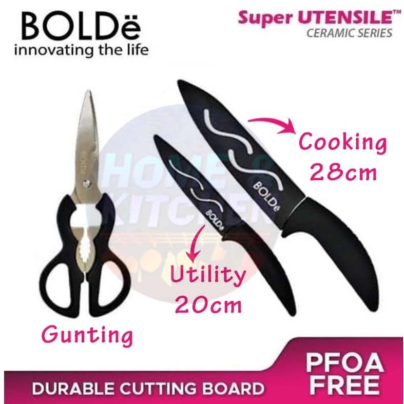 BOLDe Super Knives Ceramic SATUAN Gunting dan Pisau Dapur Keramik Hitam Coklat