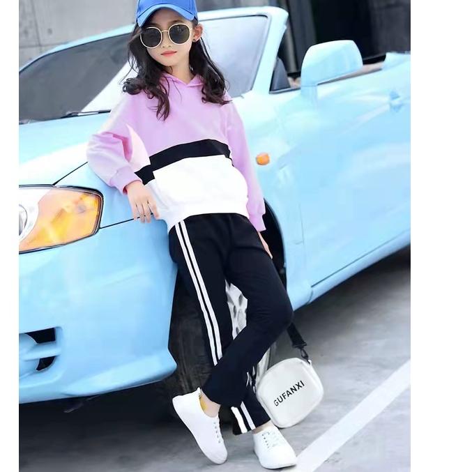 FN0⁂ Baju Setelan Hoodie anak perempuan Import/ Baju hodie import terbaru kekinian  Usia 8-12 th/Baj