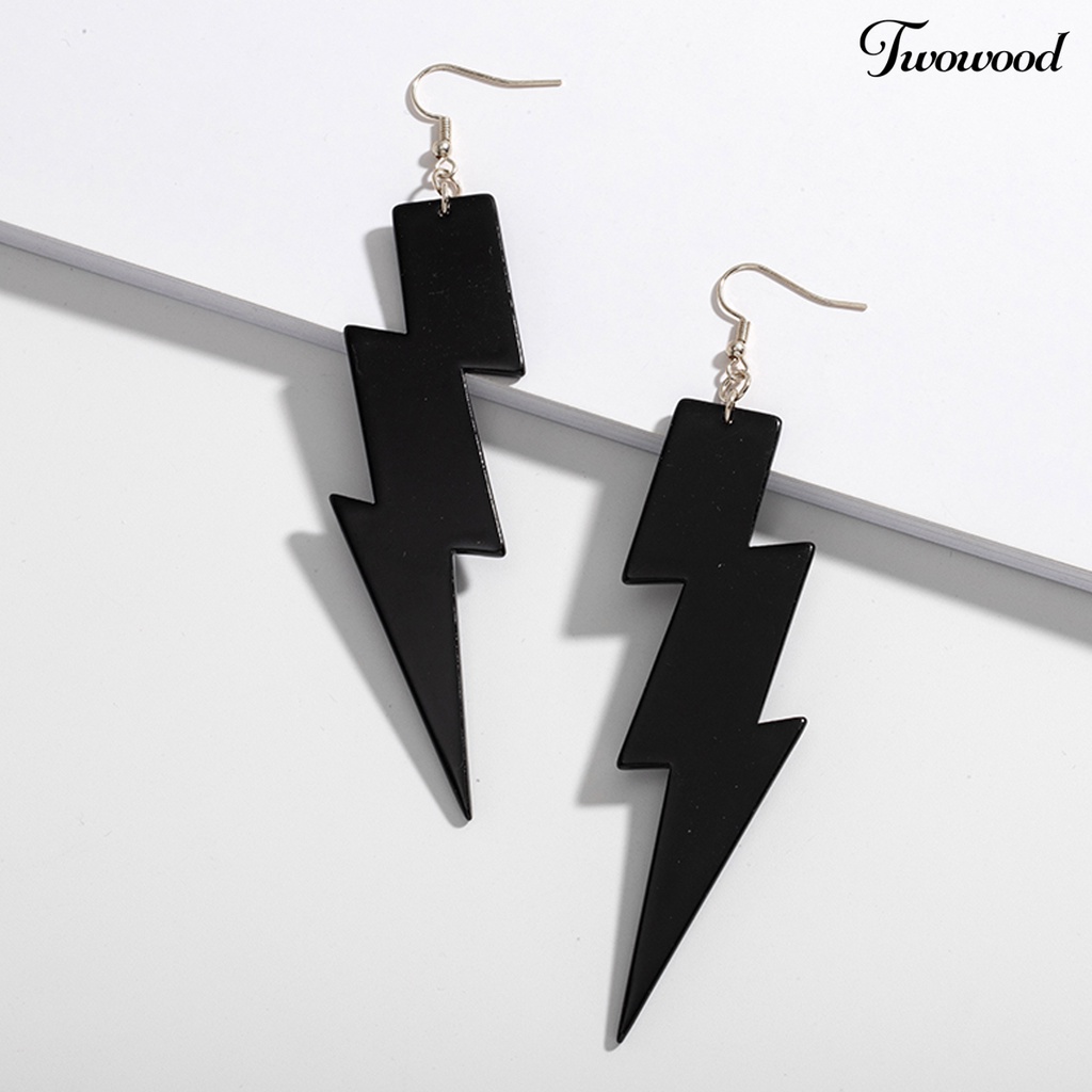 Twowood 1 Pair Dangle Earrings Lightning Shape Fluorescence Jewelry All Match Lightweight Hook Earrings for Daily Wear