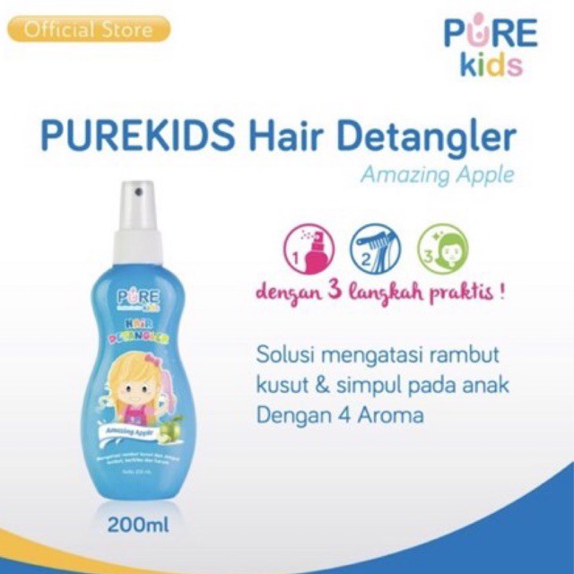 Pure Kids Hair Detangler 200ml - Pure Kids Anti Rambut Kusut Anak