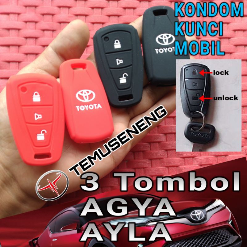 Kondom Kunci Mobil Cover Sarung Casing Remot Mobil Toyota Agya Ayla 3 Tombol