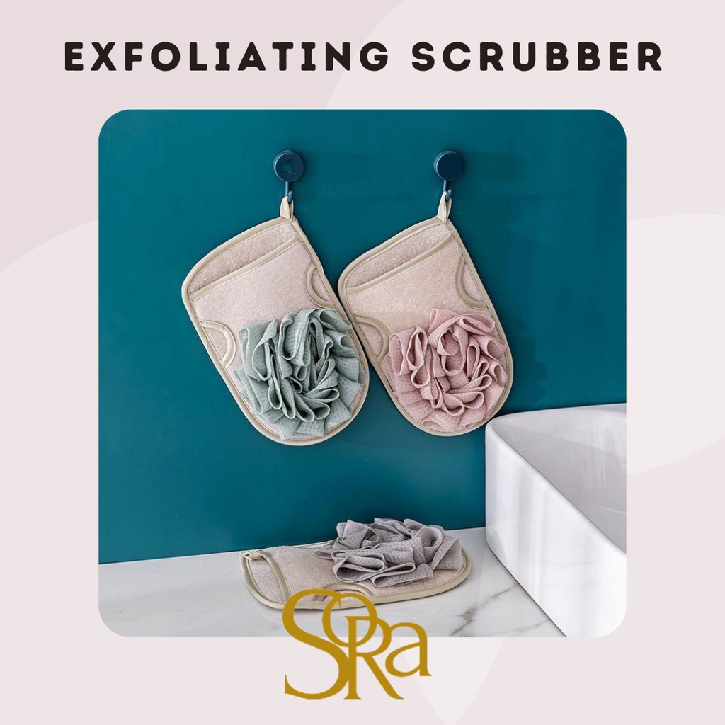 ALAT MANDI PENGHILANG DAKI / SARUNG TANGAN MANDI SCRUBBER EXFOLIATING GOSOK BADAN 2IN1