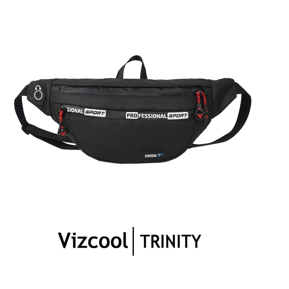 [Langsung kirim]⭐ @Baru#165.☛ VIZCOOL - Tas WaistBag Pria Vizcool Trinity/Tas Pinggang Murah Keren/T