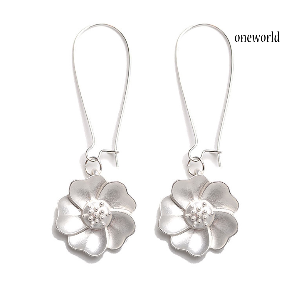 OW@ Elegant Women Flower Drop Dangle Hook Earrings Wedding Bridal Party Jewelry Gift