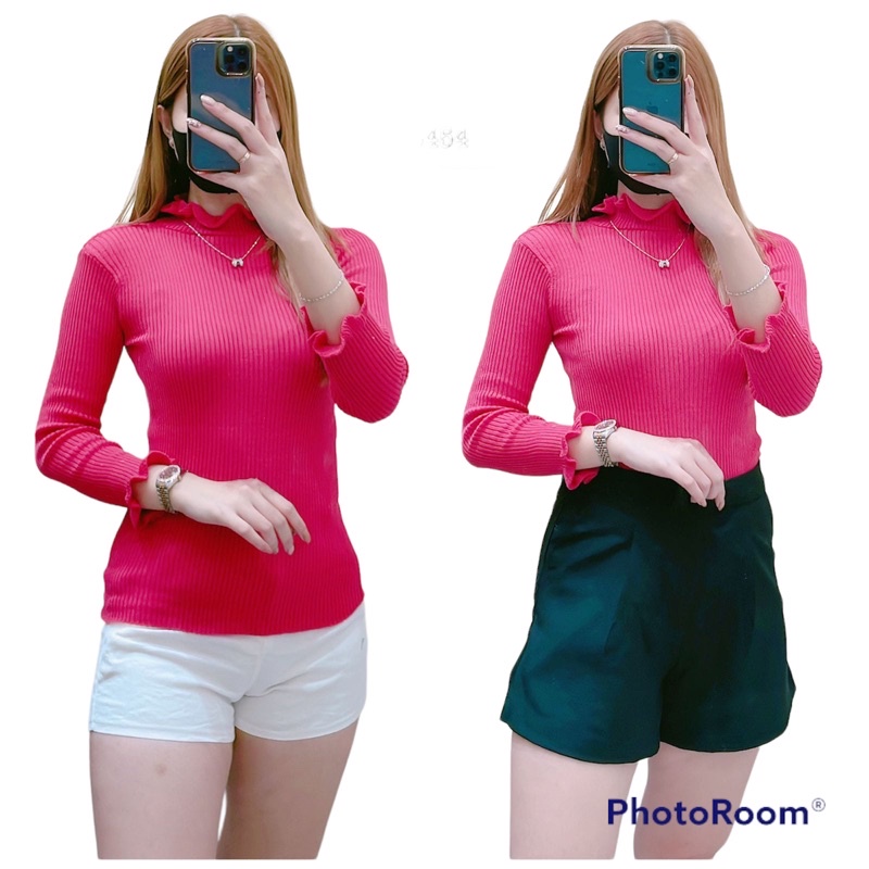 DAISY CURLY TURTLENECK | Kaos Fashion | Baju Atasan Kriwil Lengan Panjang TEBAL