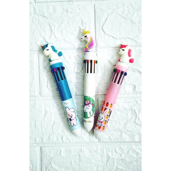 

Multicolor Ballpoint Pen / Pulpen Unicorn 10 Warna