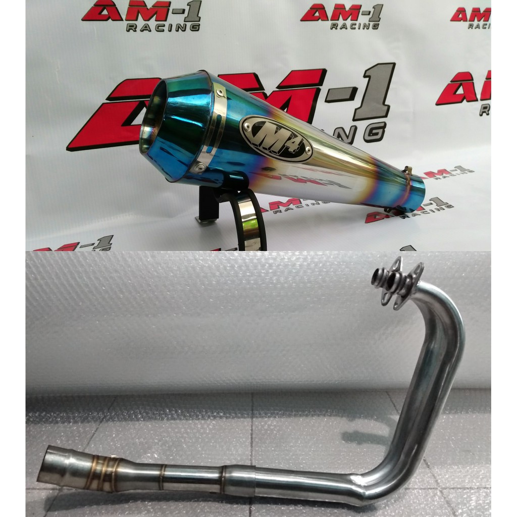 Knalpot Racing M4 Biru Kolong Underbelly Ninja250 Ninja 250fi 250 Karbu