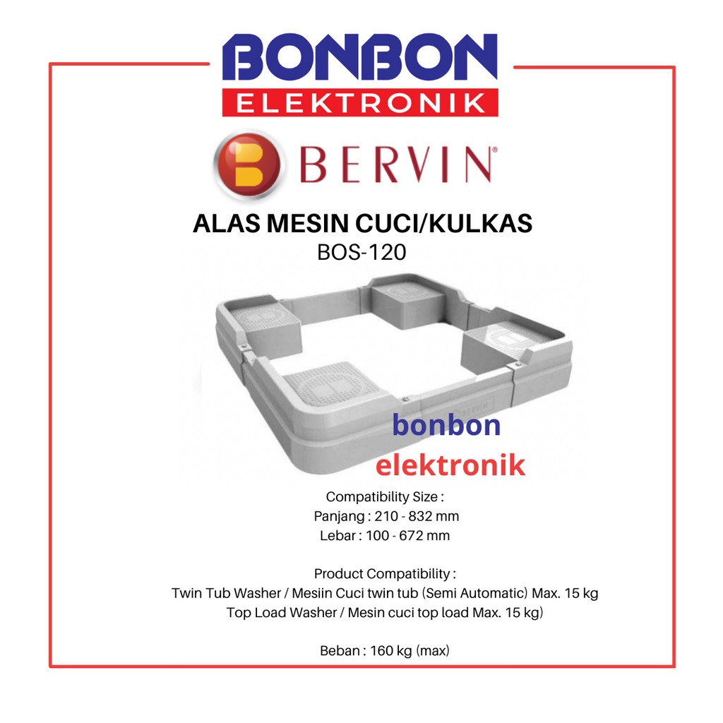 Bervin BOS-120 Stand Dudukan Mesin Cuci / Alas Kulkas / Kaki Lemari Es BOS120