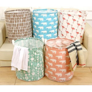 Keranjang Baju LAUNDRY BULAT Pakaian Kotor Lipat Canvas Laundry Bag